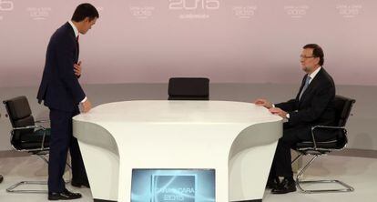 Debat "cara a cara" entre Mariano Rajoy i Pedro Sánchez organitzat per l'Acadèmia de la Televisió amb motiu del 20-D.