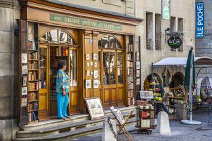 Una librería de libros antiguos en el centro de Ginebra.