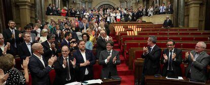 El Parlamento catalán tras la votación del referéndum.