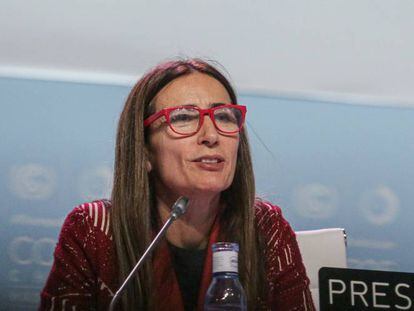 La presidenta de la Cumbre del Clima, la chilena Carolina Schmidt en la presentación de las conclusiones.