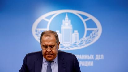 El ministro de Exteriores ruso, Serguéi Lavrov, celebra su conferencia de prensa anual en Moscú, este jueves.