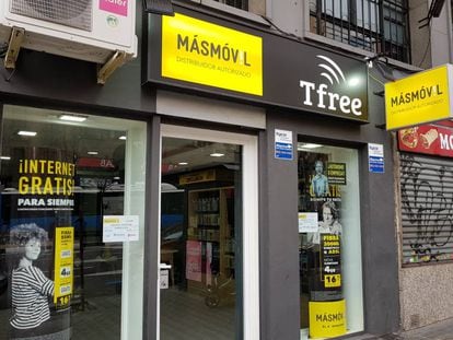 Una tienda distribuidora de MásMóvil en Madrid.