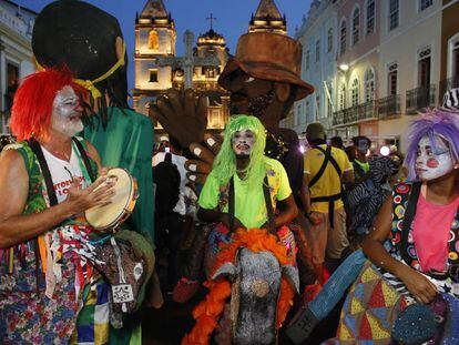 Celebraci&oacute;n del carnaval de Salvador de Bah&iacute;a en las calles del Pelourinho. 