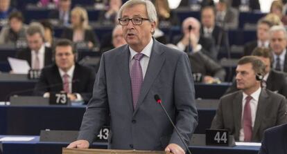 El presidente de la Comisión Europea, Jean-Claude Juncker, este martes en la Eurocámara.