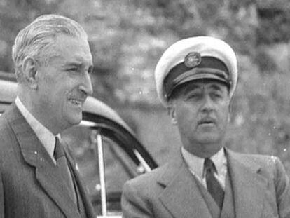Antonio de Oliveira Salazar y Francisco Franco, durante uno de sus encuentros.