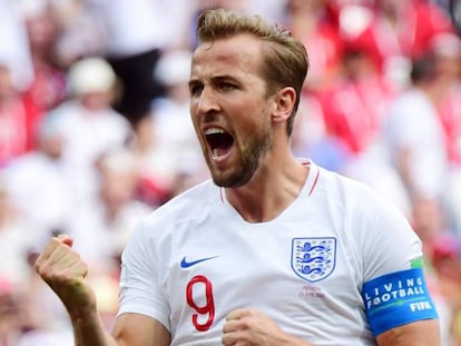 Kane celebra uno de sus goles contra Panamá.