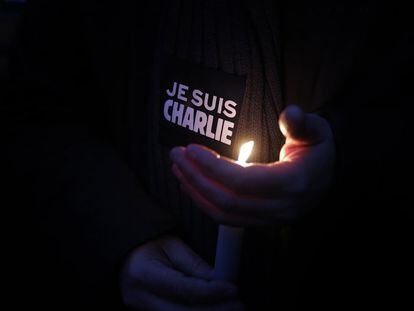 Vigilia en París tras el atentado contra 'Charlie Hebdo' en 2015.