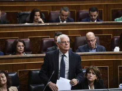 El ministro de Exteriores, Josep Borrell, el miércoles en el Congreso.