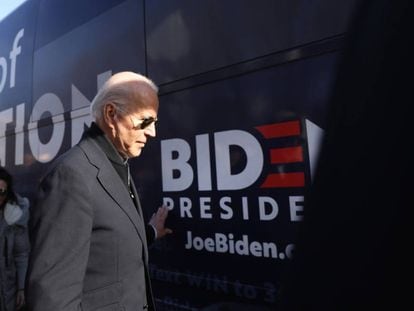 El candidato Joe Biden, en New Hampshire (EE UU).