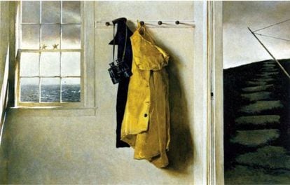 &#039;Squall&#039; (1986). El sentido del color de Andrew Wyeth es exactamente invernal, de invierno en bosques y praderas en el noreste de Am&eacute;rica.