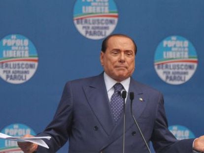 Silvio Berlusconi, en un mitin en Brescia este s&aacute;bado.