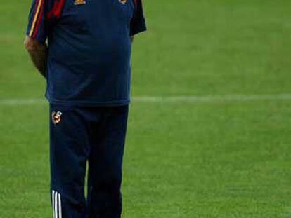 Luis Aragonés, durante un entrenamiento de la selección.