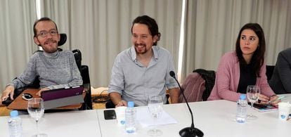 Echenique, Iglesias y Montero en el Consejo Ciudadano de Podemos.