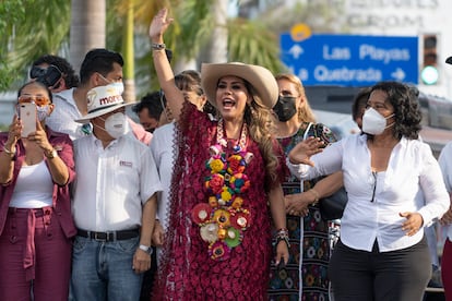 Evelyn Salgado celebra en Acapulco el virtual triunfo de Morena en Guerrero, que la convertirá en la primera gobernadora del Estado.