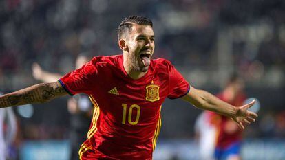 Ceballos celebra su segundo gol.