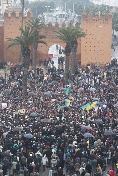 Una protesta en Rabat en febrero de este año.