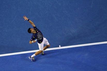 Djokovic en el partido contra Federer. 
