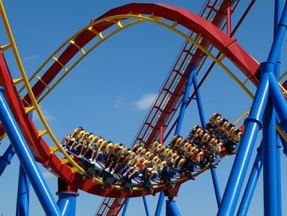 Montaña rusa del Parque Warner en Madrid.