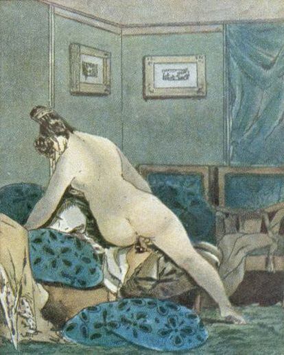Una de las imagenes que el <i>Museu de l'eròtica</i> de Barcelona tiene en la galería 'Ilustraciones europeas. Siglos XVIII, XIX  principios del XX' .