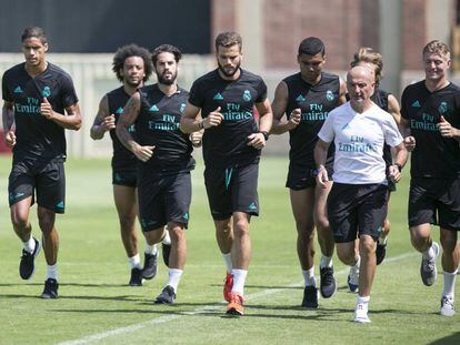 Entrenamiento del Real Madrid en UCLA, esta semana.