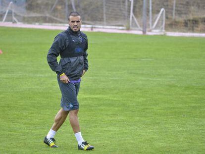 Pedro le&oacute;n en un entrenamiento del Getafe.