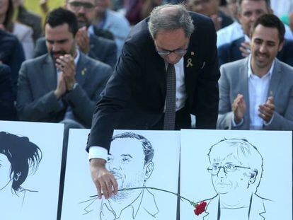 Quim Torra este lunes durante un acto de homenaje del 1-0. 