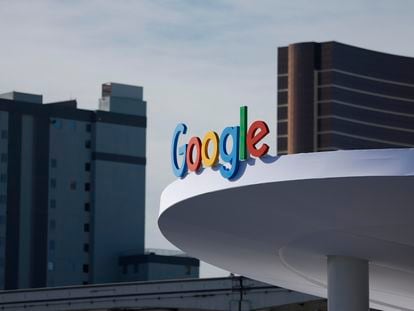 Logo de Google durante el CES de Las Vegas.