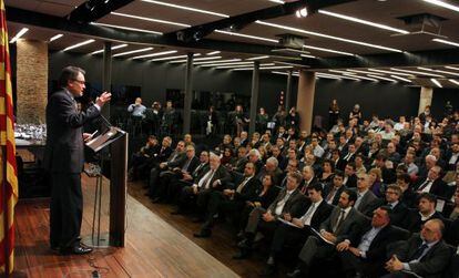 Artur Mas, ayer en la clausura de la Asamblea de la Associaci&oacute; Catalana de Municipis.