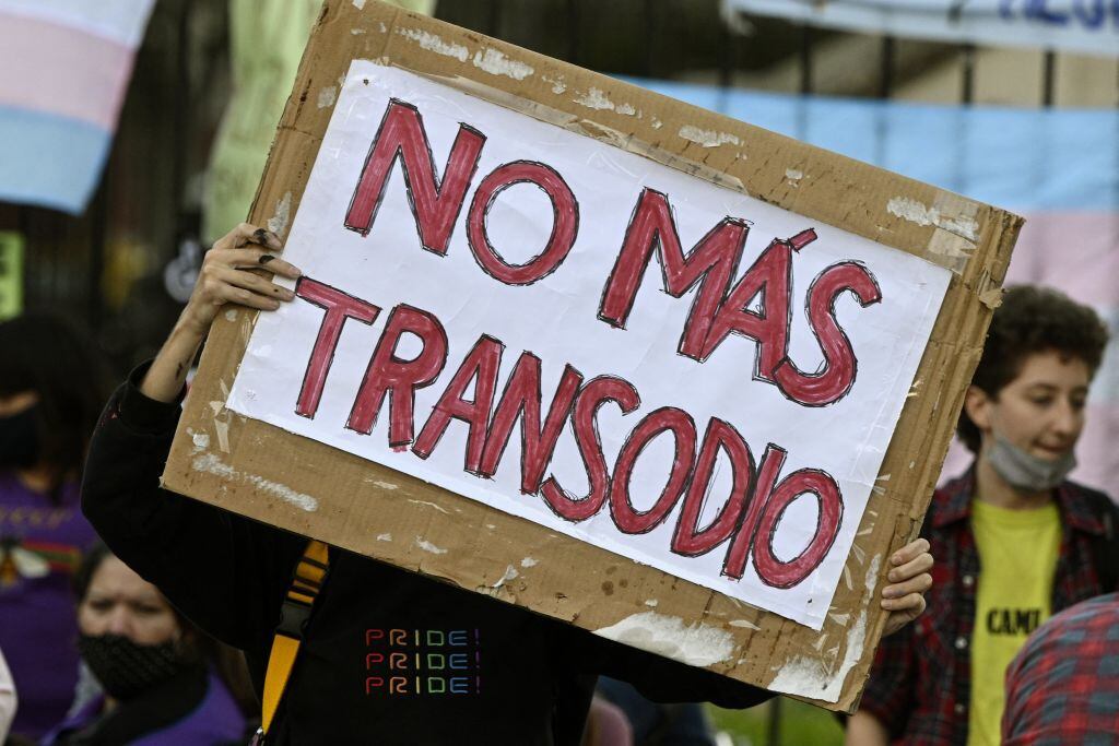 Manifestación contra la transfobia frente al Congreso en Buenos Aires, Argentina, el 1 de marzo.