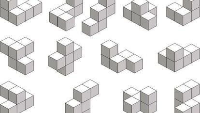 Policubos formados por un cierto número de cubos pegados entre sí por algunas de sus caras.