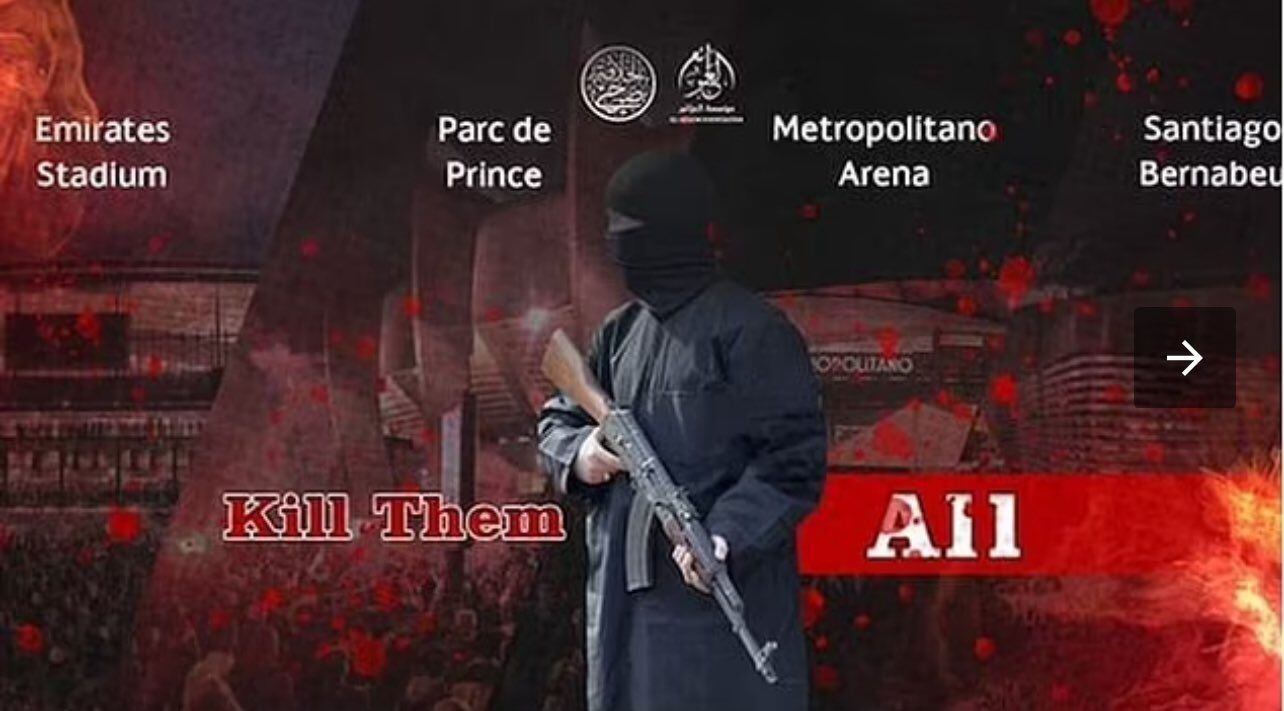 Captura de pantalla, distribuida en redes, de la amenaza del ISIS.