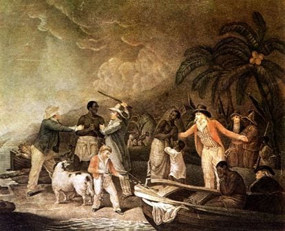 Tráfico de esclavos. Grabado de Rollet, a partir de un cuadro de George Morland (1763-1804).
 
 
