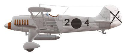 Biplano Heinkel HE-51 (2○4) pilotado por Hannes Trautloft, de la sección (Kette) Eberhardt en el aeródromo de Escalona del Prado en agosto de 1936.