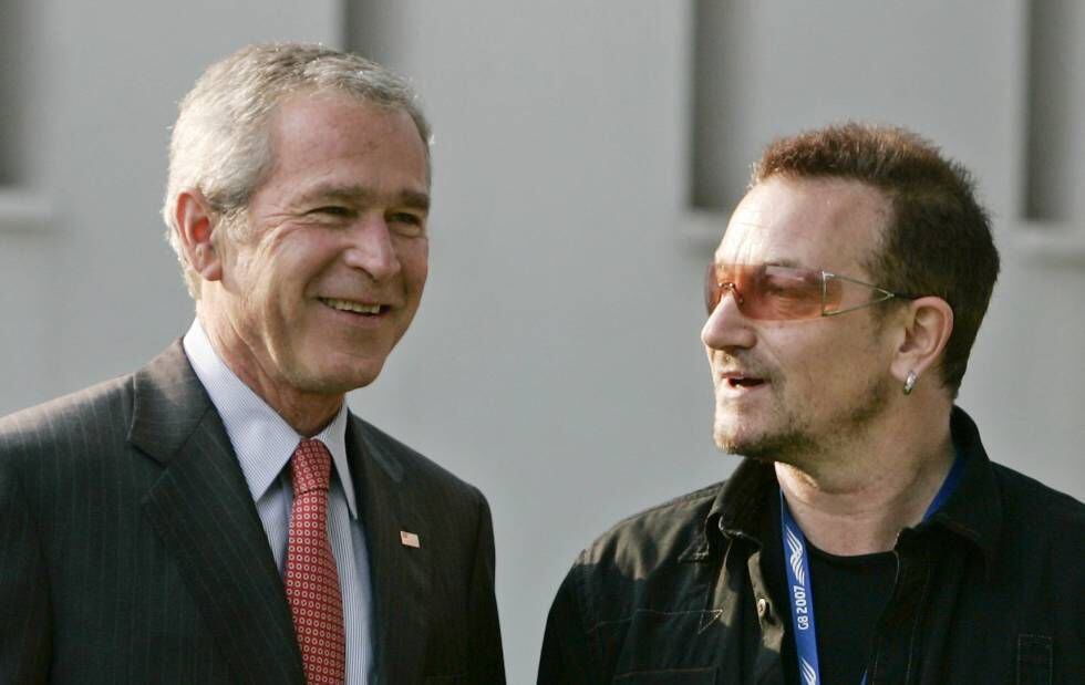 Bush y Bono, en la cumbre del G8 en Heiligendamm (Alemania), en junio de 2007.