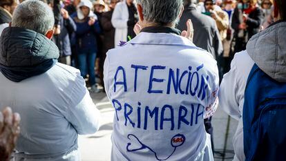 Concentración en Madrid en defensa de la sanidad pública.