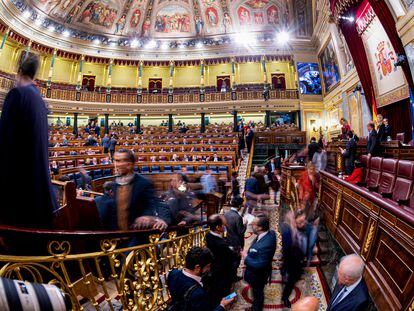 Vista general del hemiciclo durante una celebración del pleno del Congreso de los Diputados.