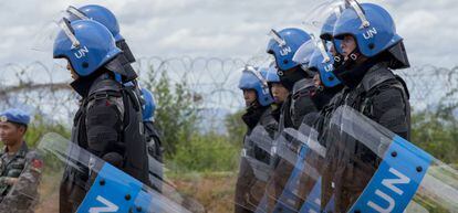 Cascos azules de la ONU. El organismo tiene desplegadas actualmente 16 misiones en distintas partes del mundo.