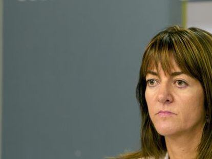 La portavoz del Gobierno vasco, Idoia Mendia, durante la rueda de prensa celebrada ayer en Vitoria.