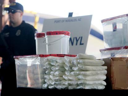 Un lote de fentanilo decomisado por agentes de la aduana estadounidense, en Nogales, Estado de Arizona, en enero de 2019.