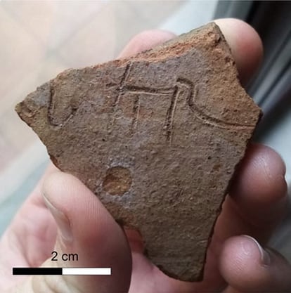 Sello romano encontrado en un alfar de Palma del Río, con el nombre Epaphroditus.