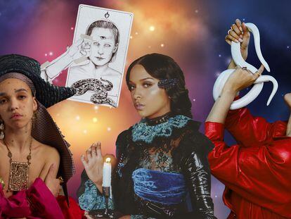 Fka Twigs, portada de Jenny Hval basada en el tarot, Princces Nokia en la portada de 'Cultured' y Natasha Khan en una imagen promocional de 'Lost Girls'.
