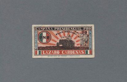 Propaganda de Lázaro Cárdenas, presidente de México entre 1934 y 1940, en la que se anuncia su objetivo de "maquinización de la agricultura".