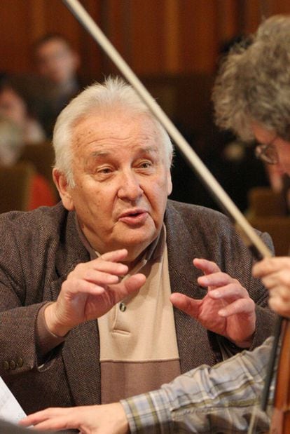 Henryk Górecki dirige el American Kronos Quartet, en 2007.