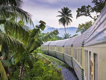 El Eastern & Oriental Express, tren de la compañía Belmond que une Bangkok con Singapur, a su paso por Malasia. 