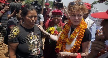 Susan Sarandon, durante su visita a Nepal. 