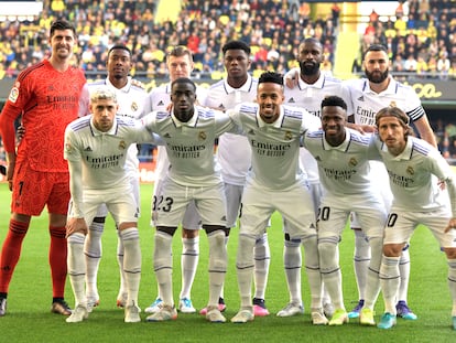 El equipo titular del Real Madrid, sin españoles, en su partido ante el Villarreal el pasado sábado.