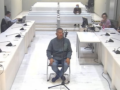 Luis Alberto Mío Morocho, durante la vista de extradición celebrada en la Audiencia Nacional, este viernes.