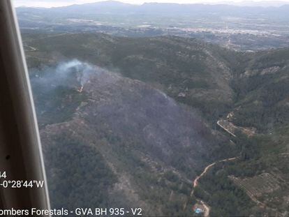 Zona del incendio declarado en Genovés, en una imagen captada por el 112.