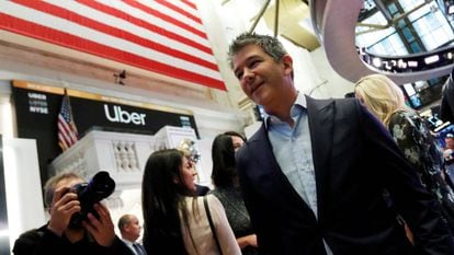 Travis Kalanick, cofundador de Uber, en la Bolsa de Nueva York el día de la OPV de la firma, el 10 de mayo pasado. 