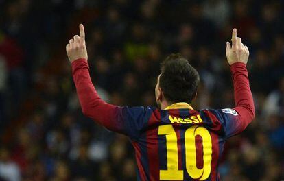 Messi celebra uno de sus goles.
